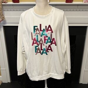 Mary Square White Sweatshirt with Multicolor Graphic
